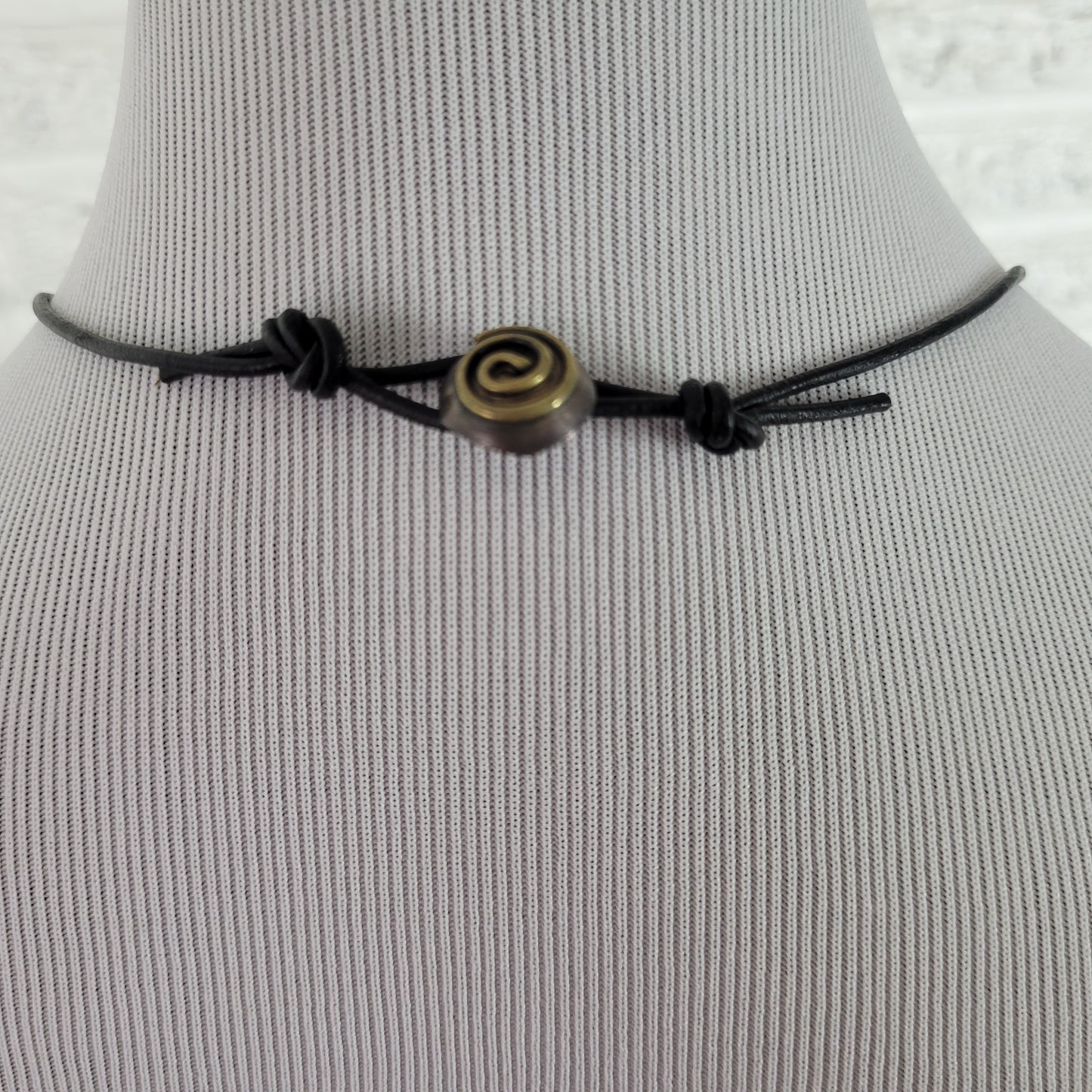 Artisan AS Signed Mixed Boho Chic Pendant Leather Cord Necklace 26-28"