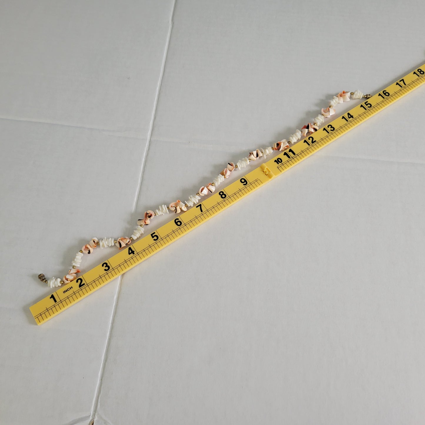Vintage Shell Heishi & Puka Bead Choker Necklace 16" Nautical Beach N11E