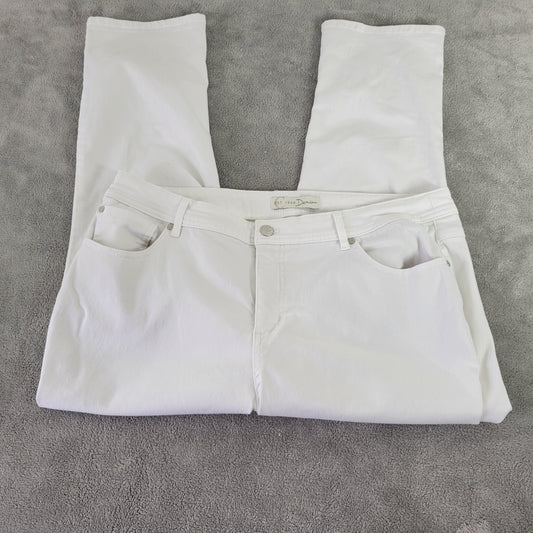 Cato Est 1946 Women's 18W White Jeans Capri High Rise Elastic Waist CAP43E