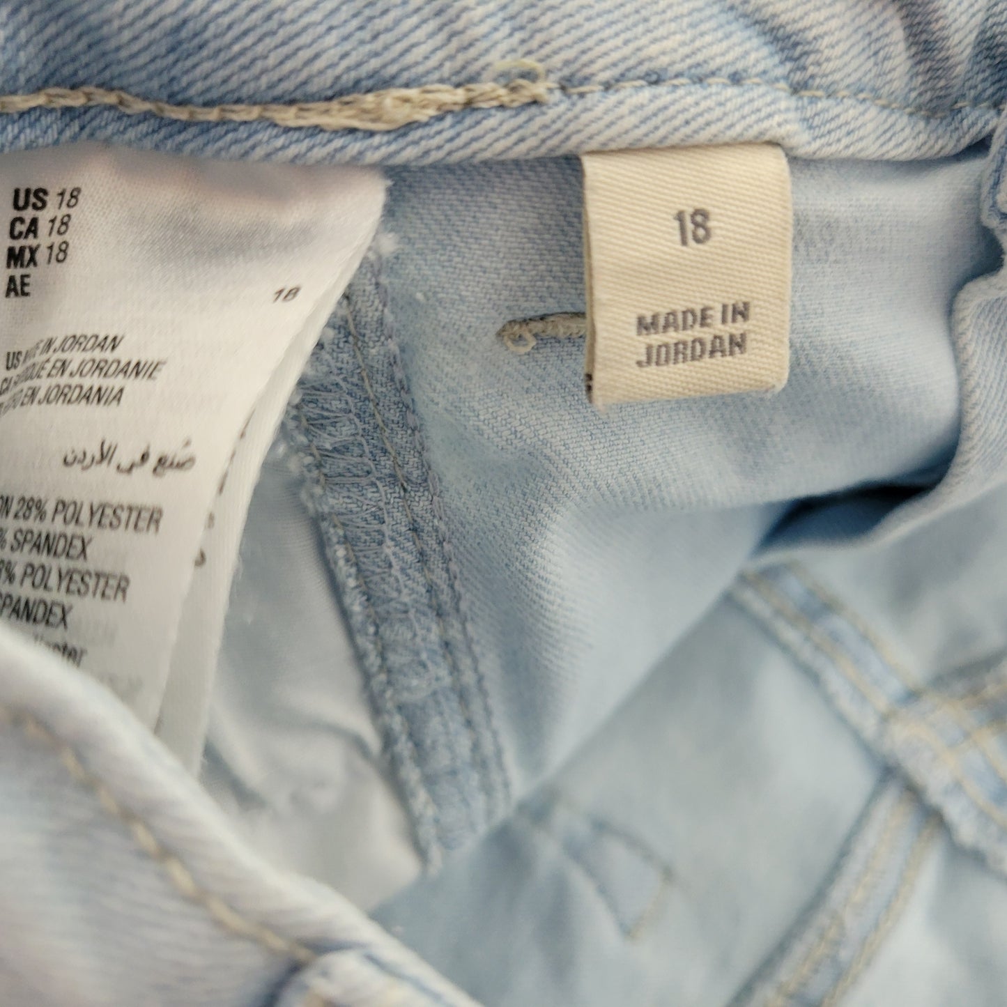 Style & Co 18 Light Blue Crop Flare Jeans Raw Hem Button Fly Stretch BOO9E