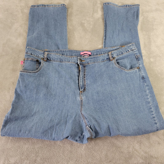 Woman Within Jeans 24T Tall Straight Leg Medium Wash Elastic Waist SL86E