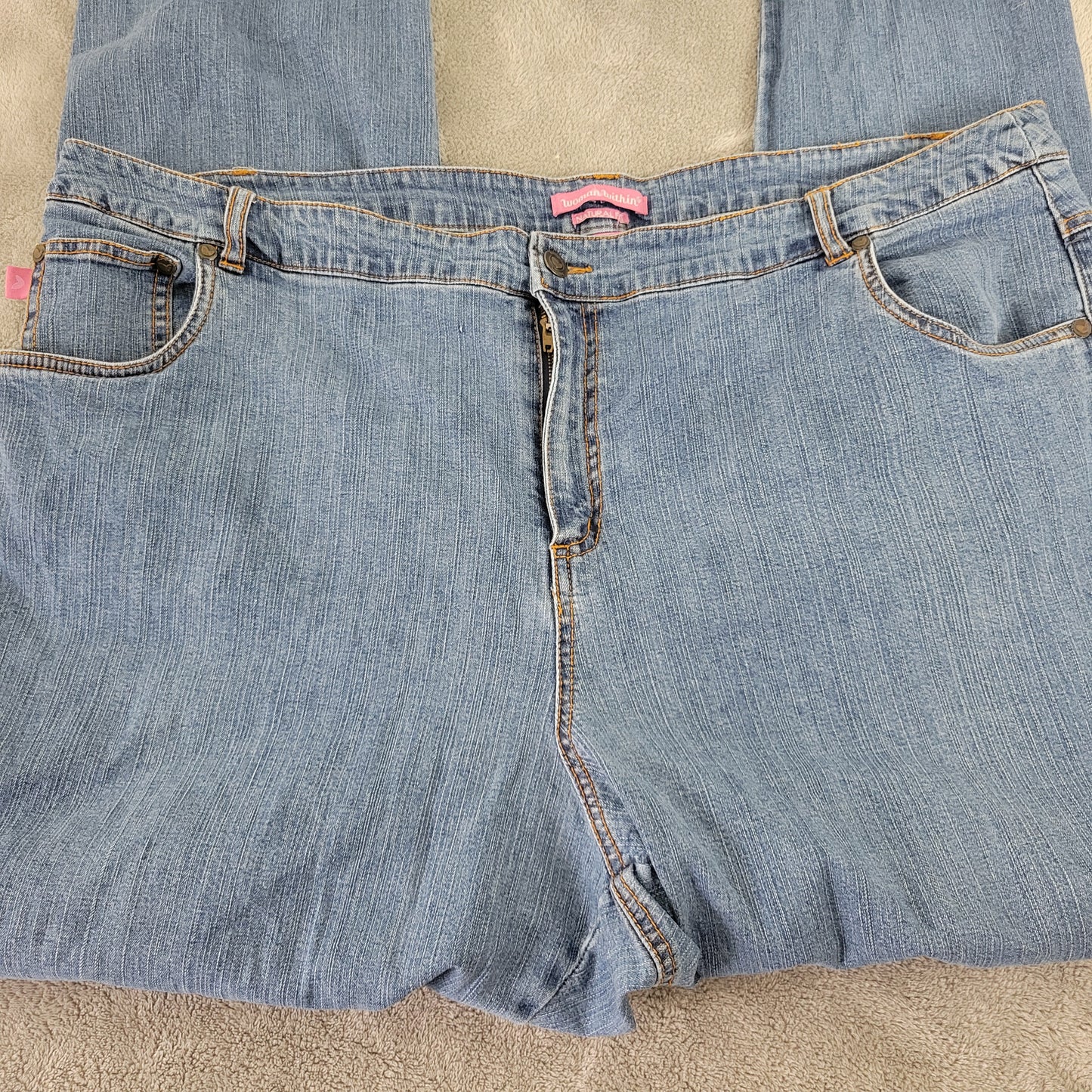 Woman Within Jeans 24T Tall Straight Leg Medium Wash Elastic Waist SL86E