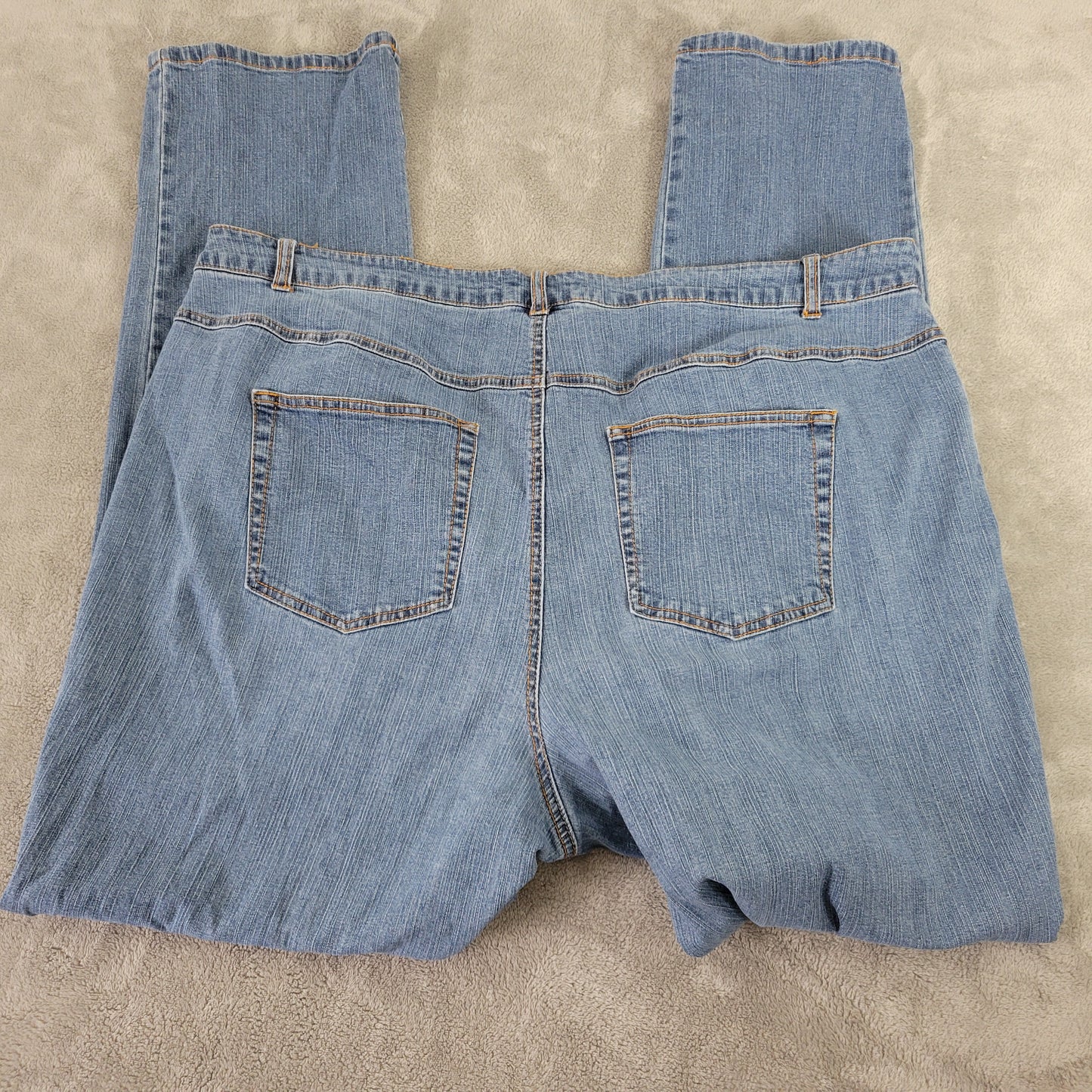 Woman Within Jeans 24T Tall Straight Leg Medium Wash Elastic Waist SL86E