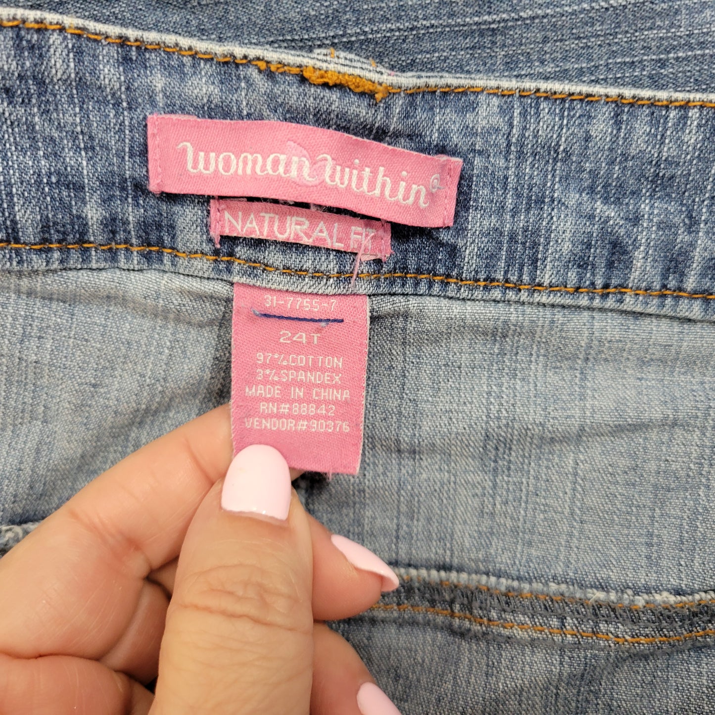 Woman Within Jeans 24T Tall Straight Leg Medium Wash Elastic Waist SL86E