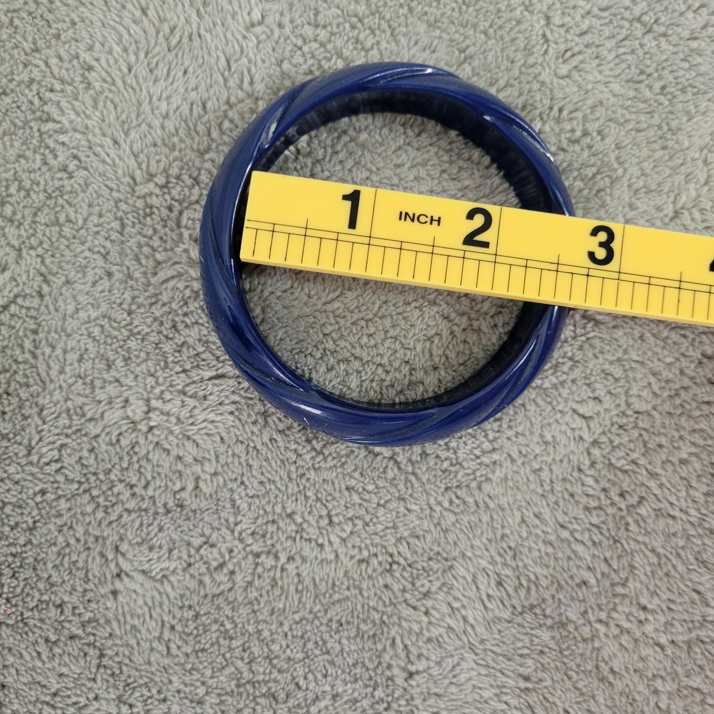 Vintage Navy Blue Twisted Resin Bangle Bracelet - Chunky Cobalt Blue Swirl B9E