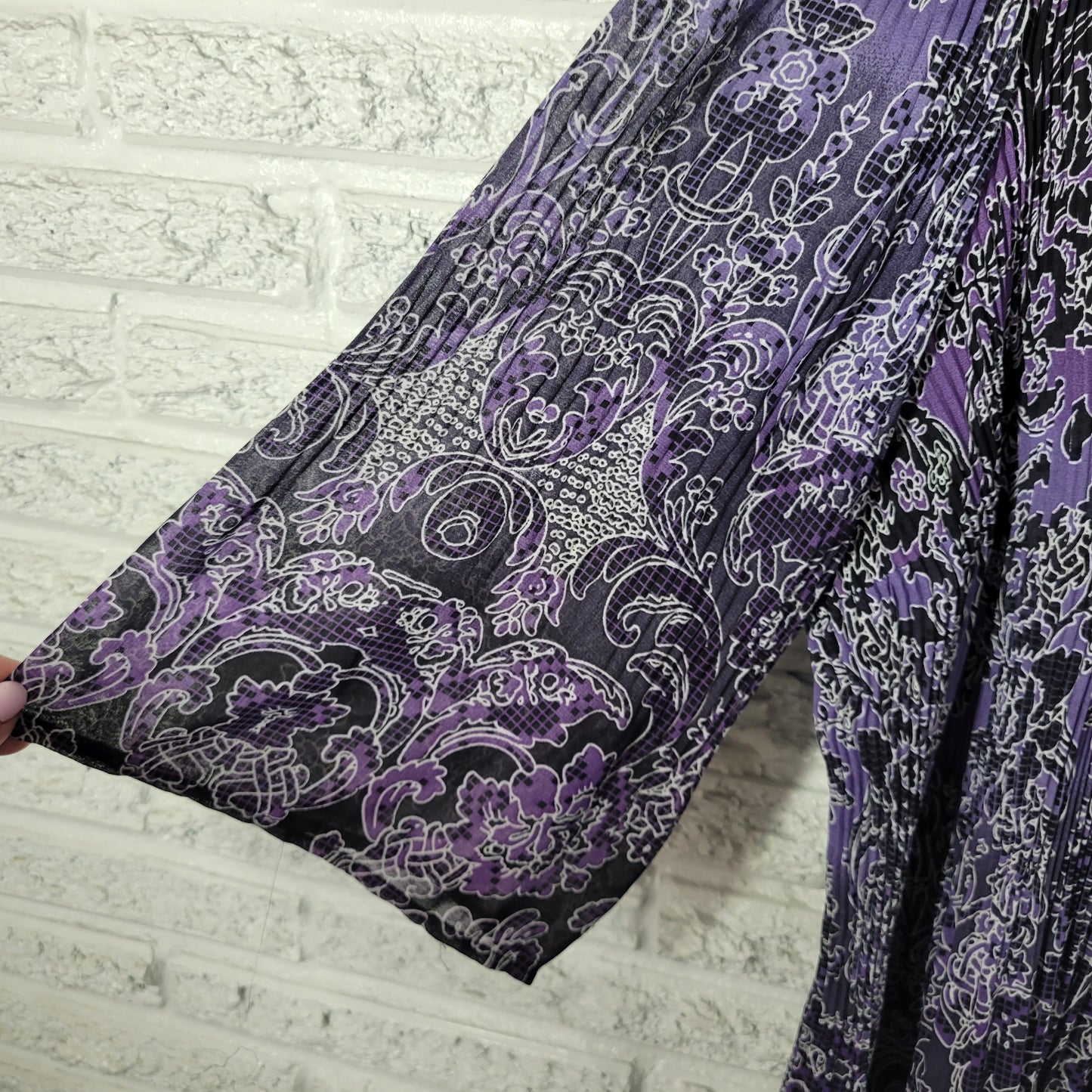 Maggie Barnes Plus Size 3X Tunic Blouse Purple Geometric Sequin Beads GEO293E