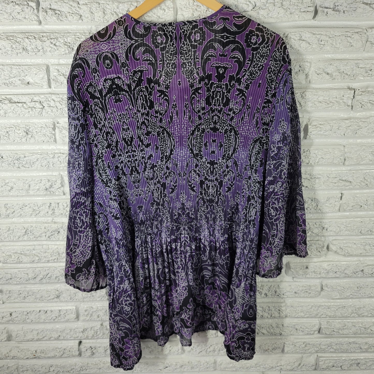 Maggie Barnes Plus Size 3X Tunic Blouse Purple Geometric Sequin Beads GEO293E