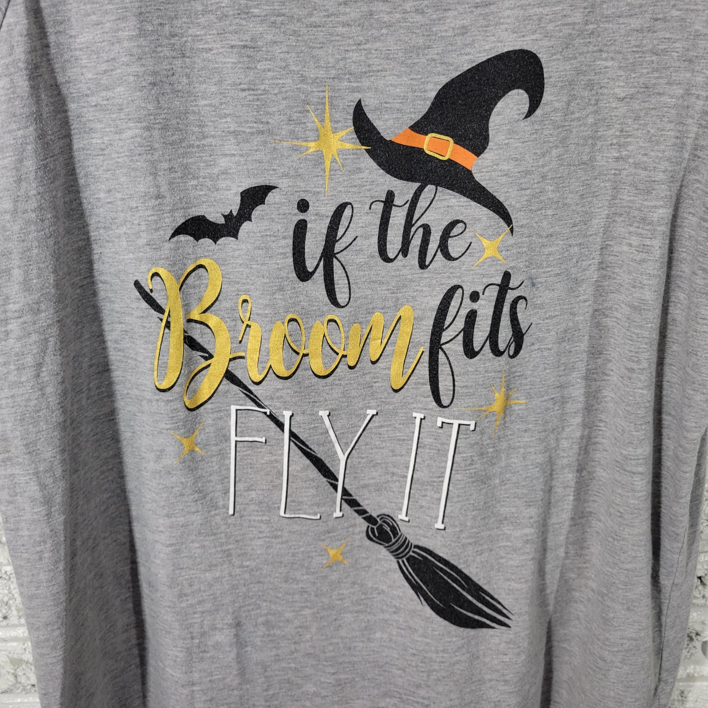 Bobbie Brooks Halloween Tee 2X Gray Crew Neck Short Sleeve Plus Size NOV120E