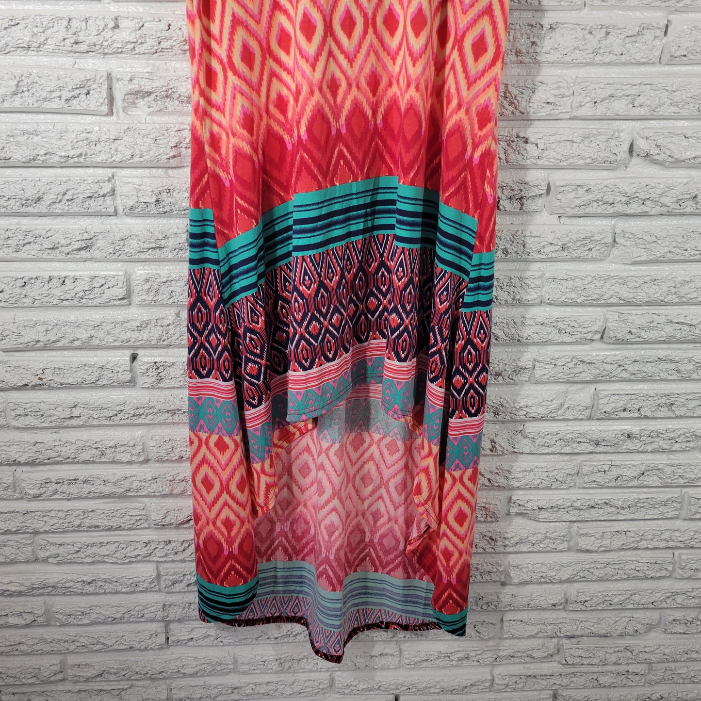 Rouge Women's High Low Tank Dress 2X Geometric Asymmetric Hem Multicolor GEO37E