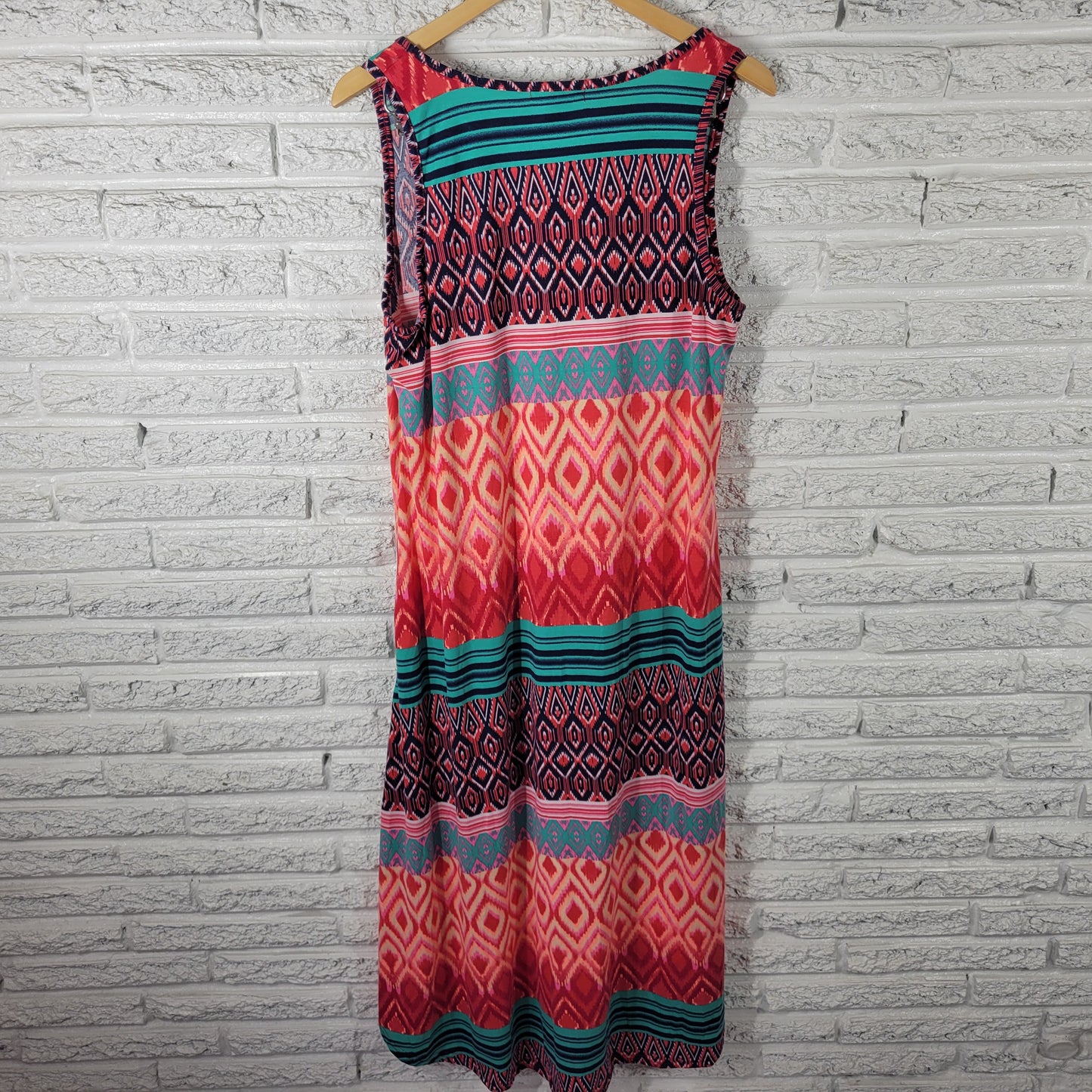 Rouge Women's High Low Tank Dress 2X Geometric Asymmetric Hem Multicolor GEO37E