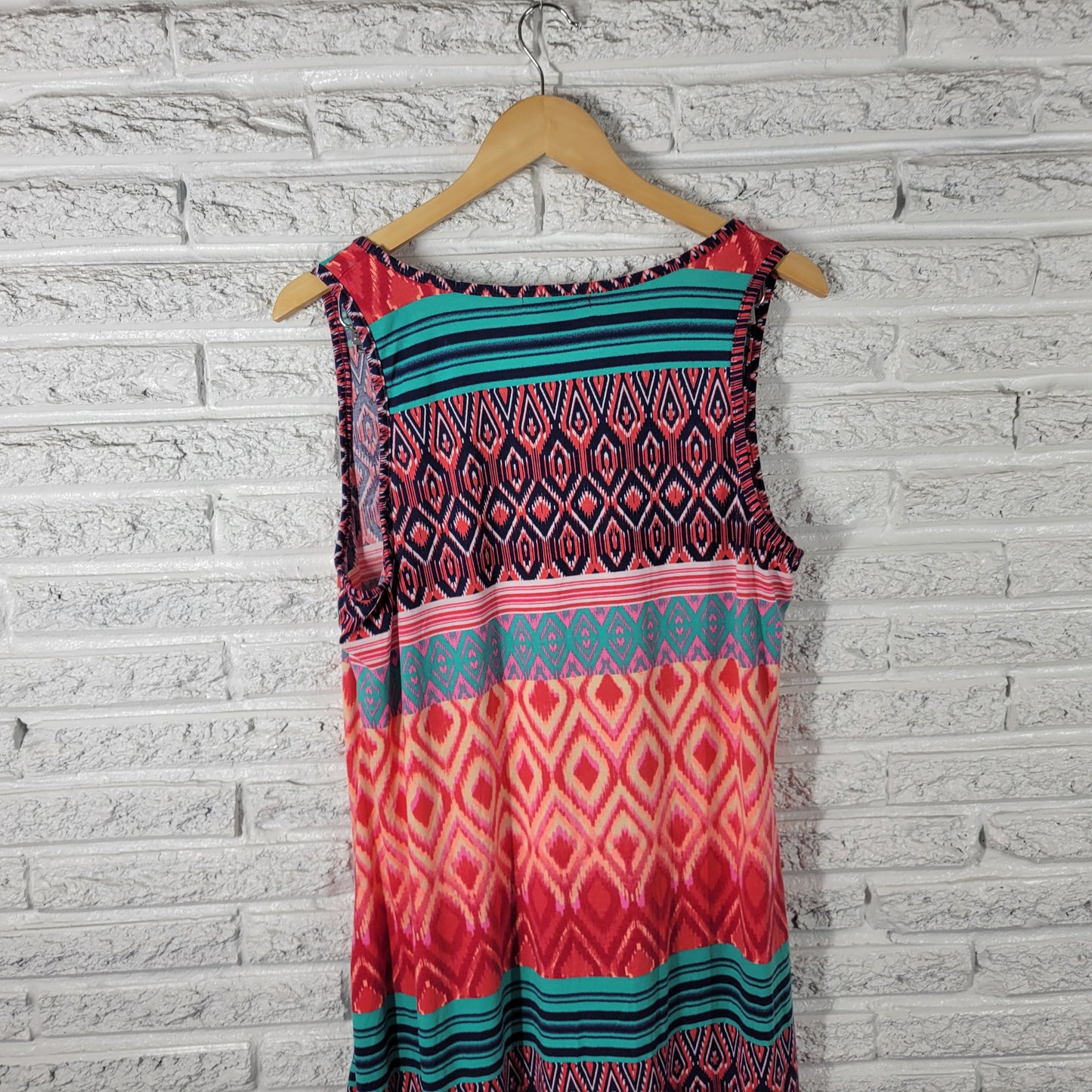 Rouge Women's High Low Tank Dress 2X Geometric Asymmetric Hem Multicolor GEO37E