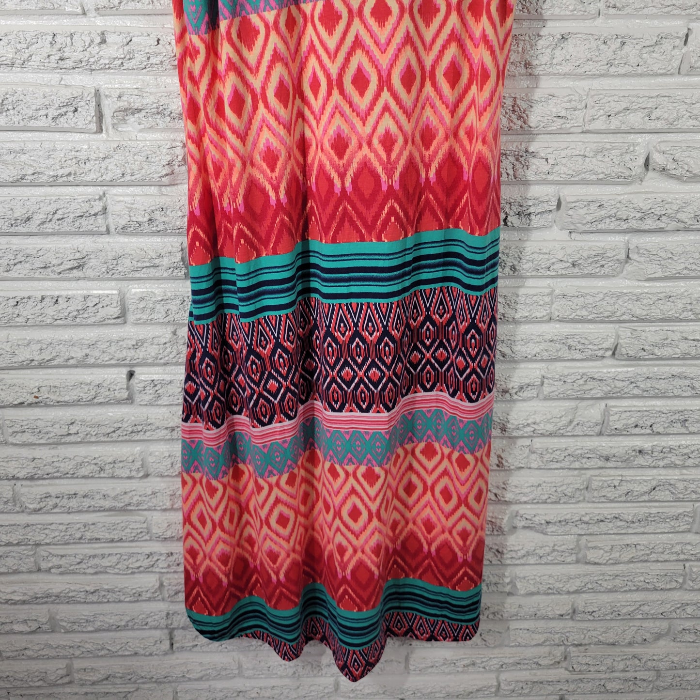 Rouge Women's High Low Tank Dress 2X Geometric Asymmetric Hem Multicolor GEO37E