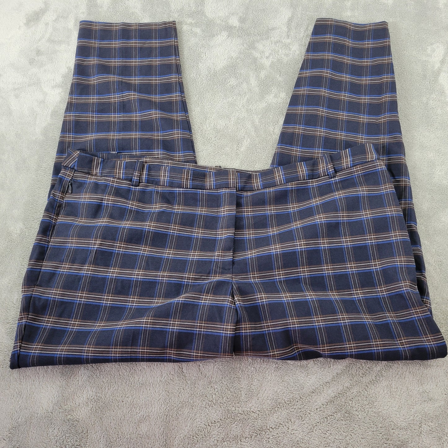 Liz Claiborne 18 Dress Pants Blue Brown Plaid Straight Leg Plus Size PLA32E