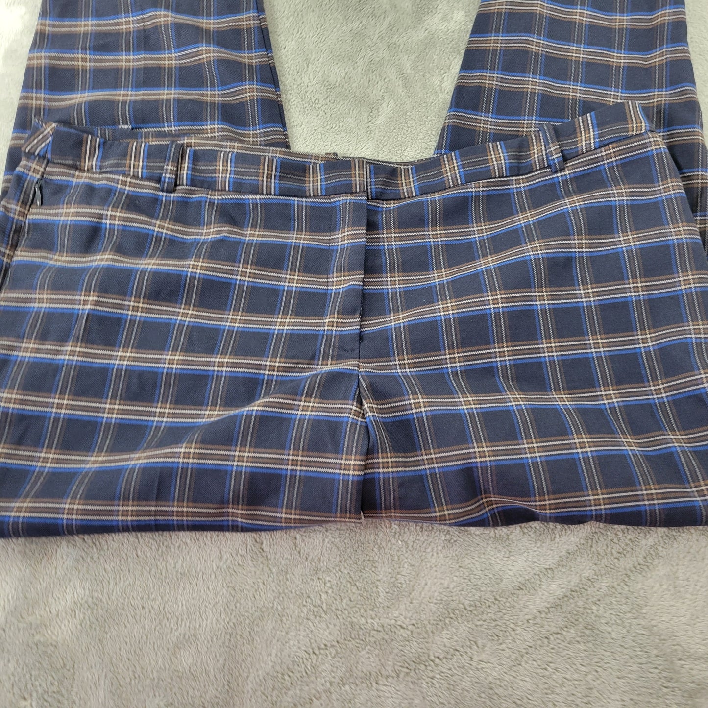 Liz Claiborne 18 Dress Pants Blue Brown Plaid Straight Leg Plus Size PLA32E