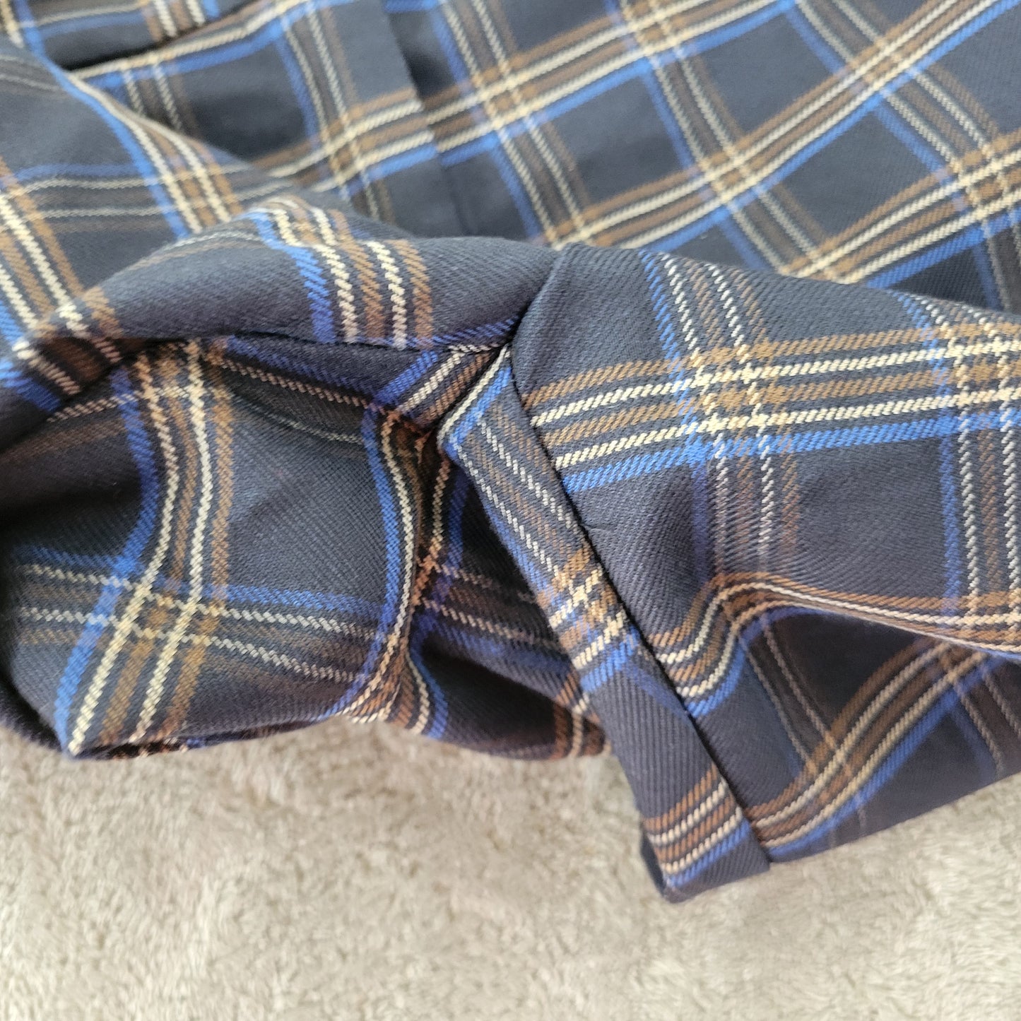 Liz Claiborne 18 Dress Pants Blue Brown Plaid Straight Leg Plus Size PLA32E