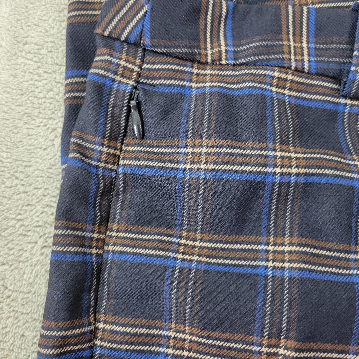 Liz Claiborne 18 Dress Pants Blue Brown Plaid Straight Leg Plus Size PLA32E