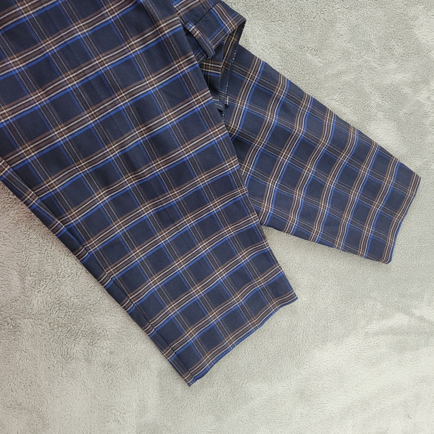 Liz Claiborne 18 Dress Pants Blue Brown Plaid Straight Leg Plus Size PLA32E