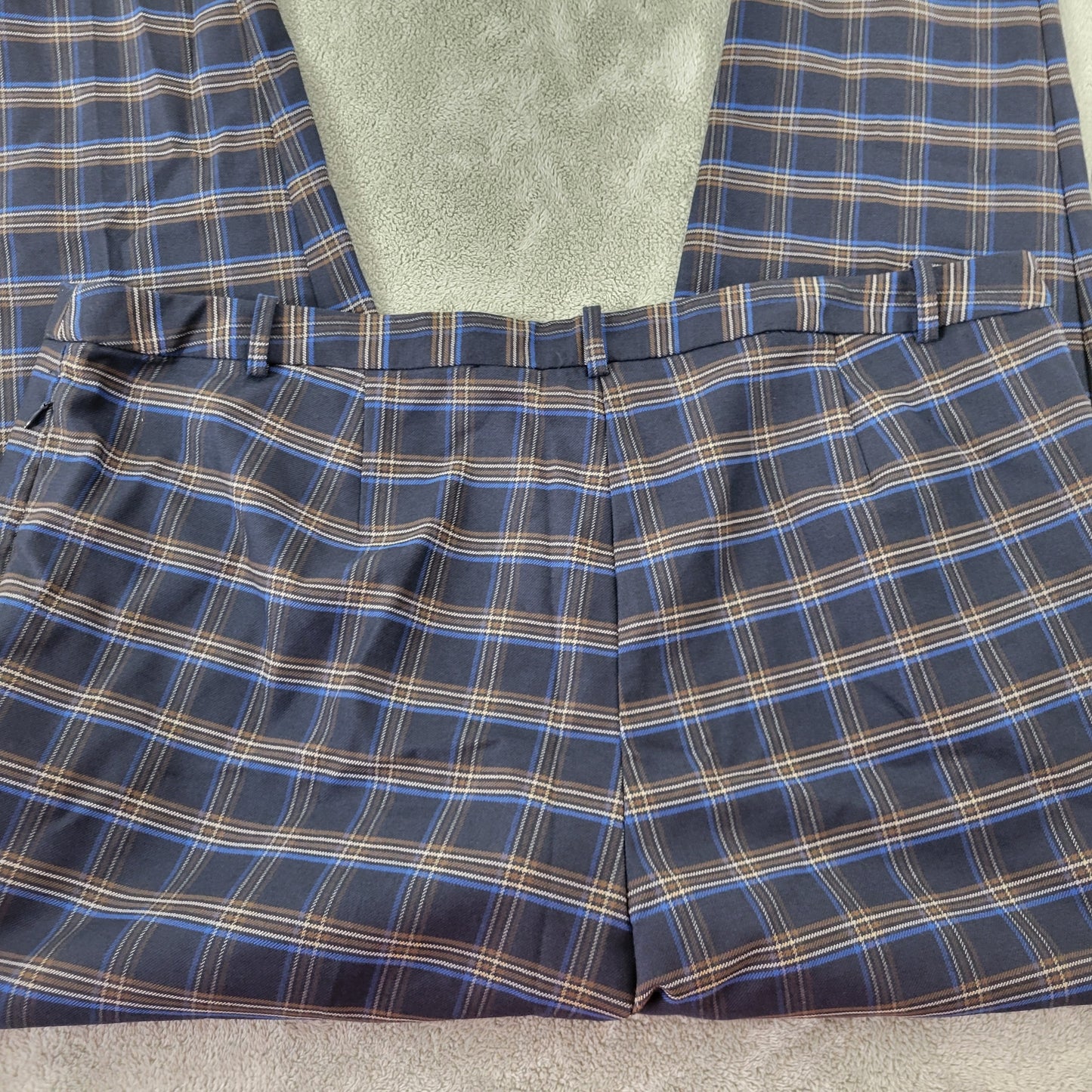 Liz Claiborne 18 Dress Pants Blue Brown Plaid Straight Leg Plus Size PLA32E