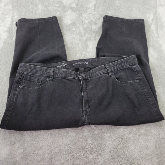 Lane Bryant Genius Fit Capri Jeans Size 20 Black Denim Stretch 5-Pocket CAP55E