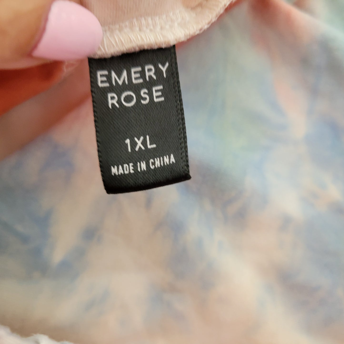 Emery Rose 1XL Wide Leg Palazzo Pants Brown Blue Tie Dye Belted TIE16XE