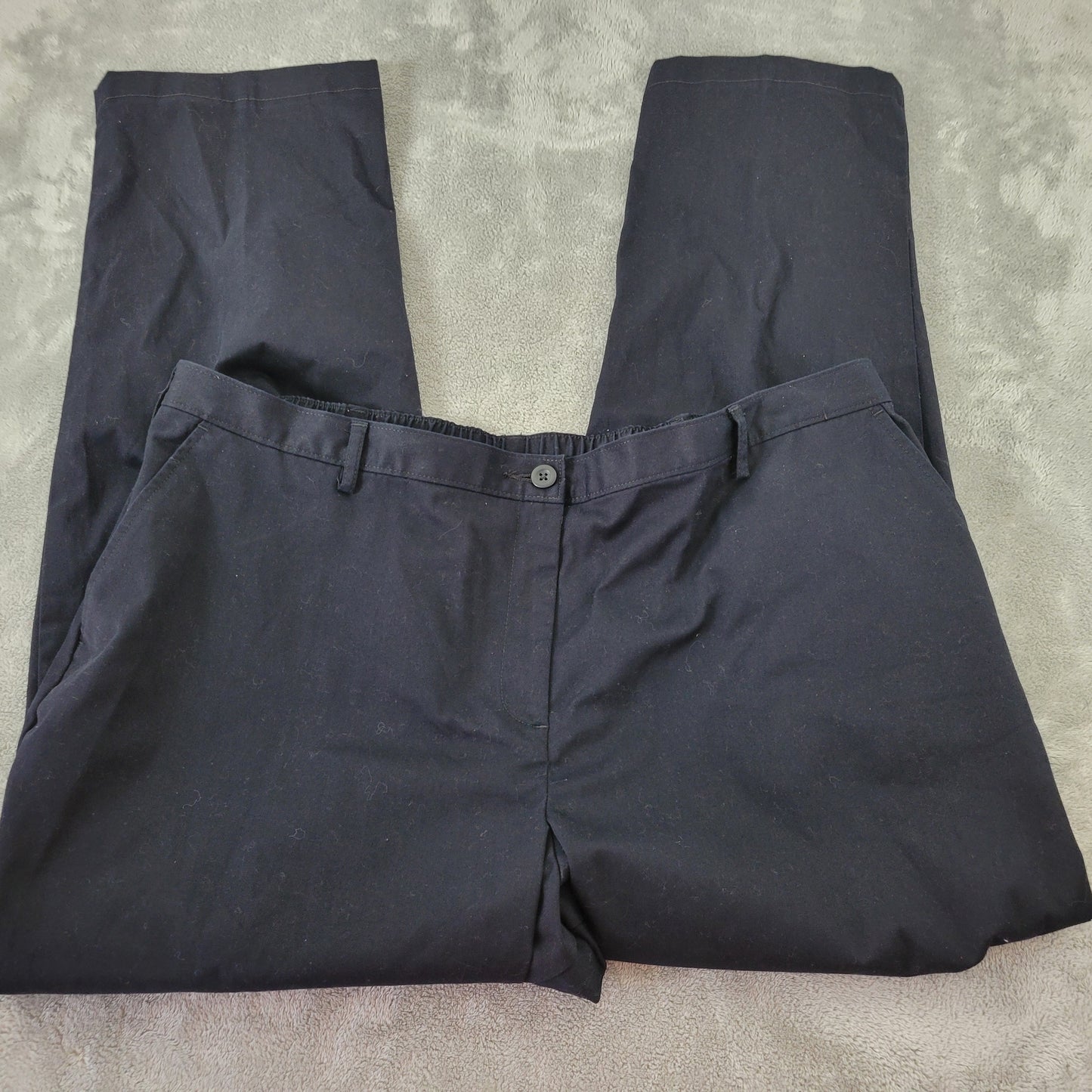 Lands' End 22W Blue Dress Pants Straight Leg Elastic Waist Cotton BLA71E