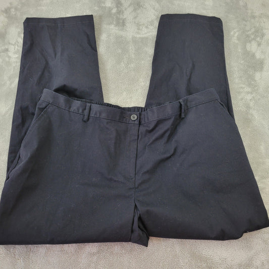 Lands' End 22W Blue Dress Pants Straight Leg Elastic Waist Cotton BLA71E