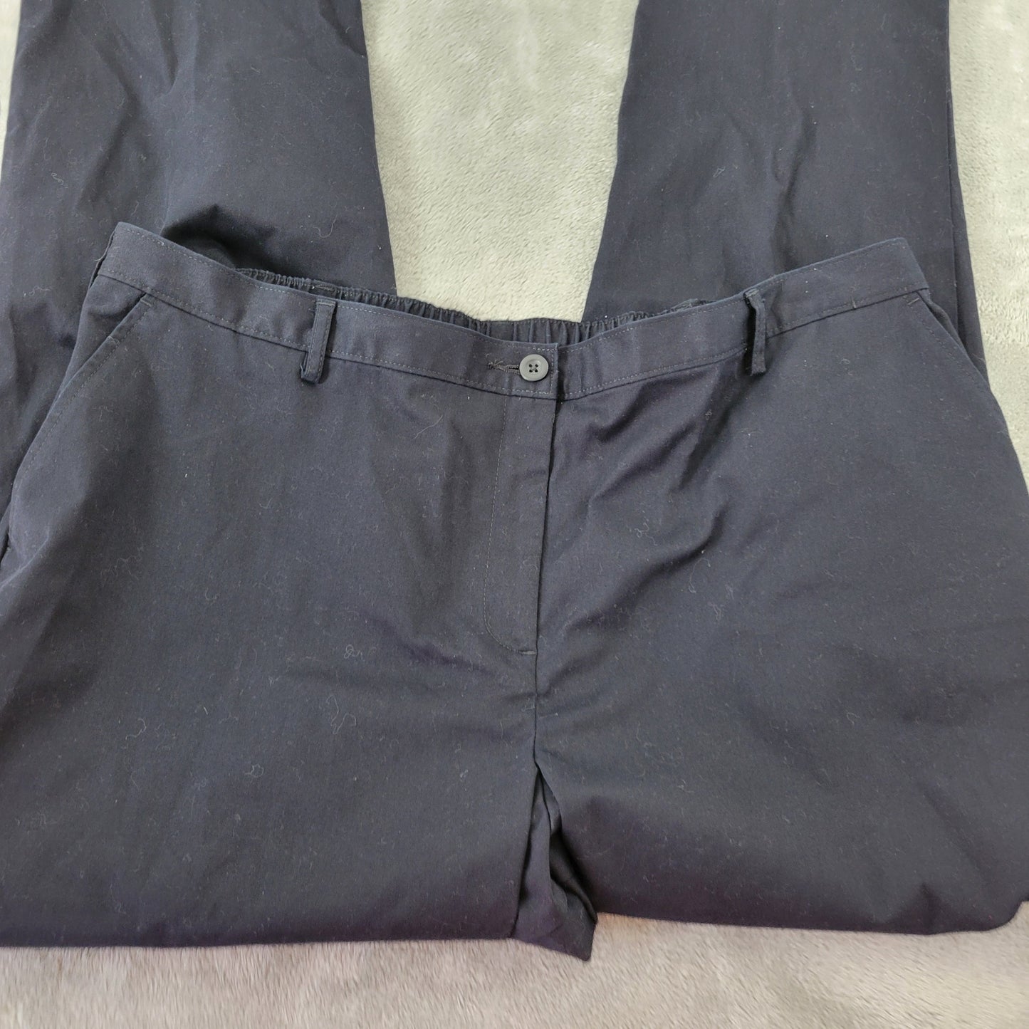 Lands' End 22W Blue Dress Pants Straight Leg Elastic Waist Cotton BLA71E