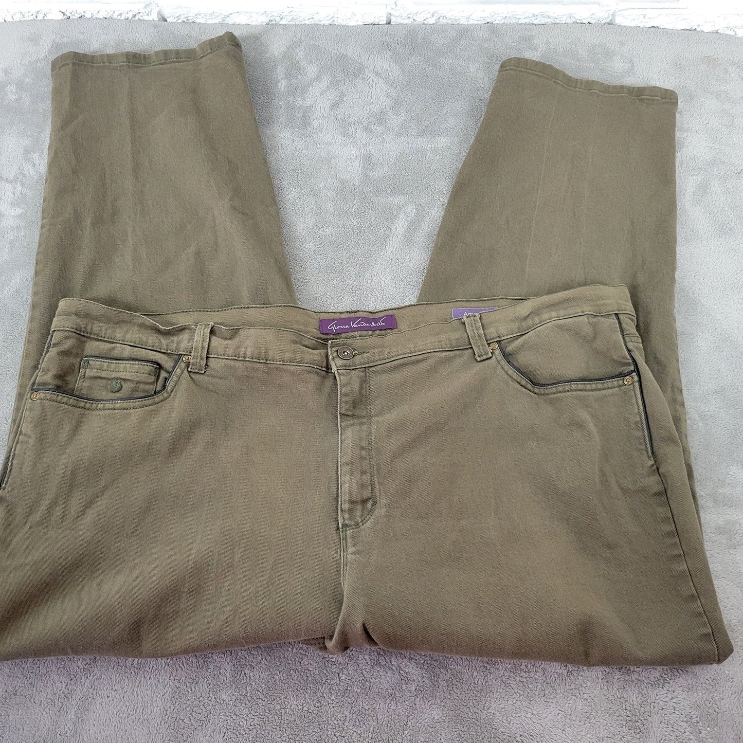 Gloria Vanderbilt Amanda Women's 24W Jeans Plus Size Brown Straight Leg SL87E