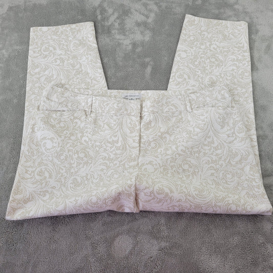 Liz Claiborne Women's 18 Beige Paisley Cropped Pants Cotton Stretch PAI57XE