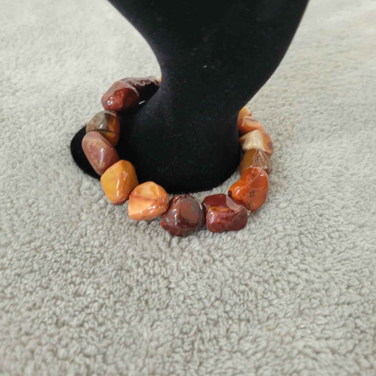 Earth Tone Gemstone Southwestern Stretch Bracelet Boho Chunky Polished B5E