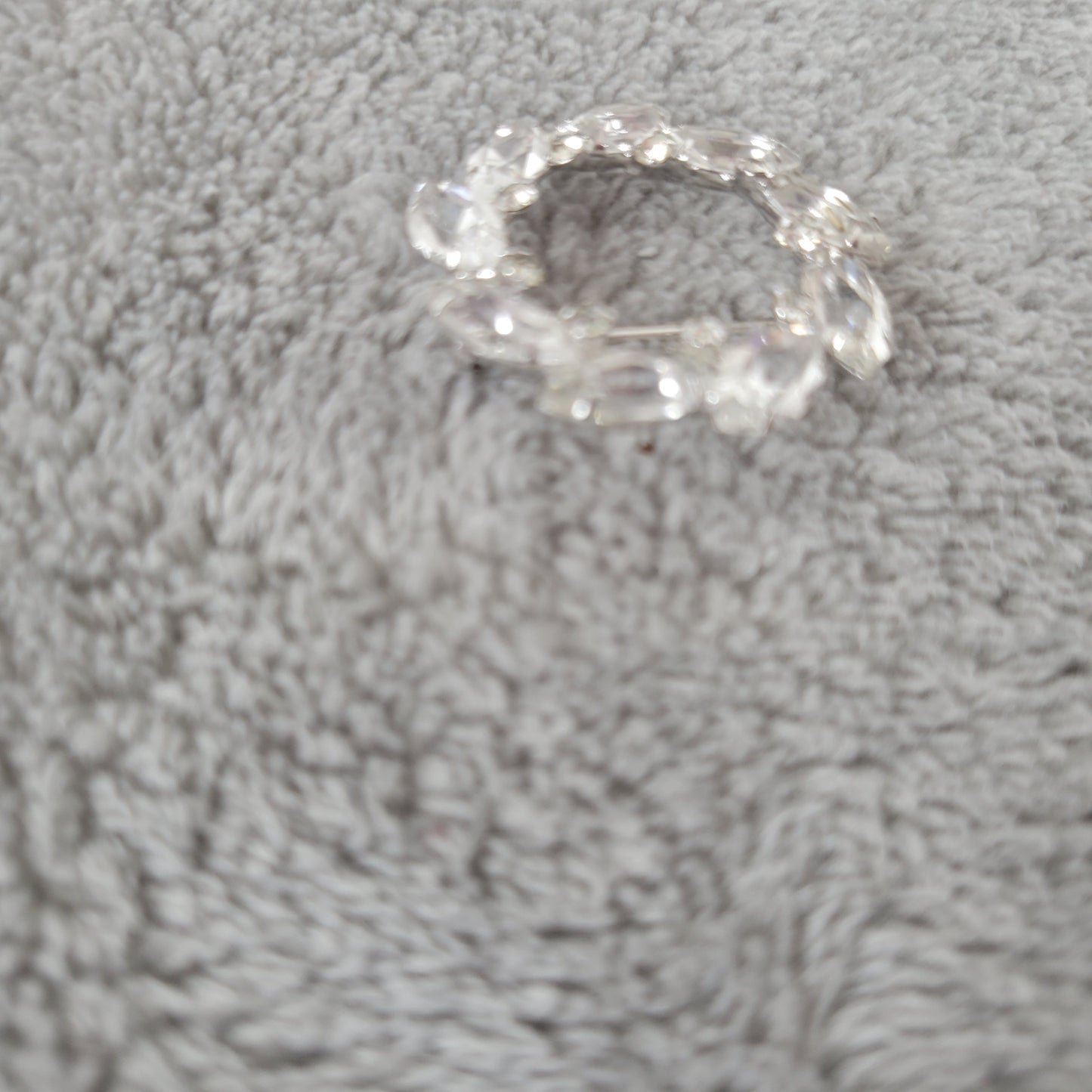 Vintage Silver Tone Rhinestone Wreath Brooch Pin Marquise Crystal 1.25" P5E