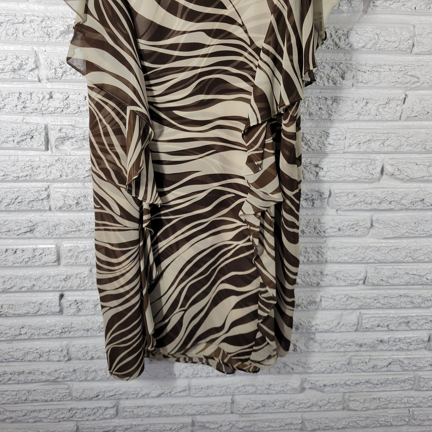 Signature Robbie Bee 16W Dress Mini Brown Animal Print Beaded Sequin ANI26E
