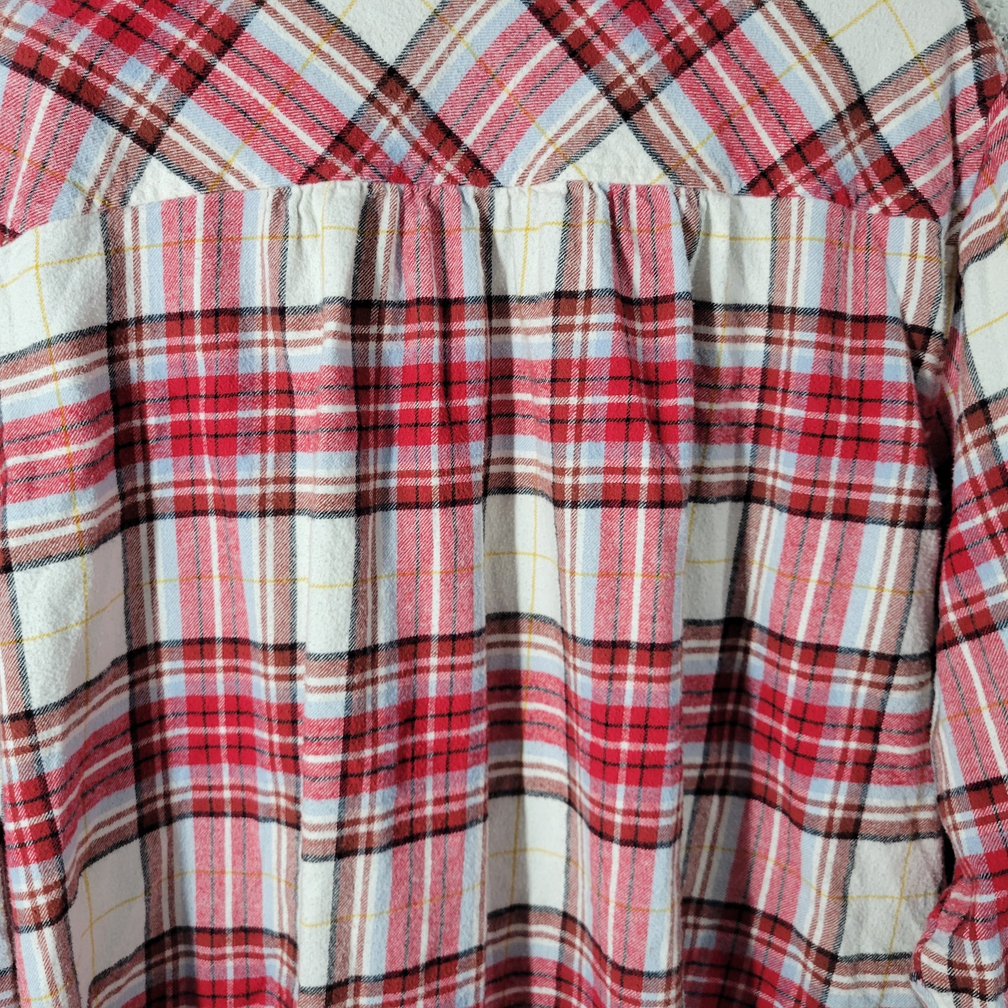 Croft & Barrow 3X Plaid Flannel Shirt Red Brown Cotton Button Up Top Plus PLA61E