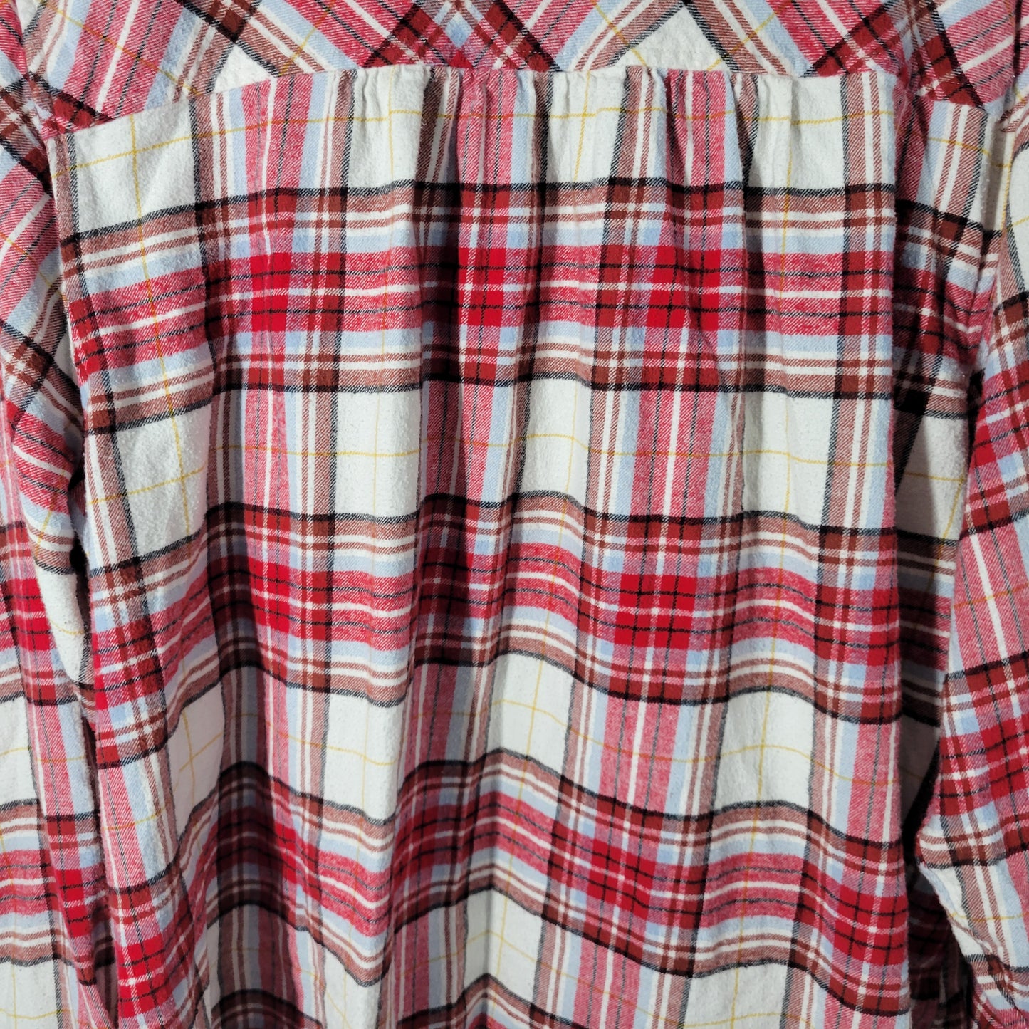 Croft & Barrow 3X Plaid Flannel Shirt Red Brown Cotton Button Up Top Plus PLA61E