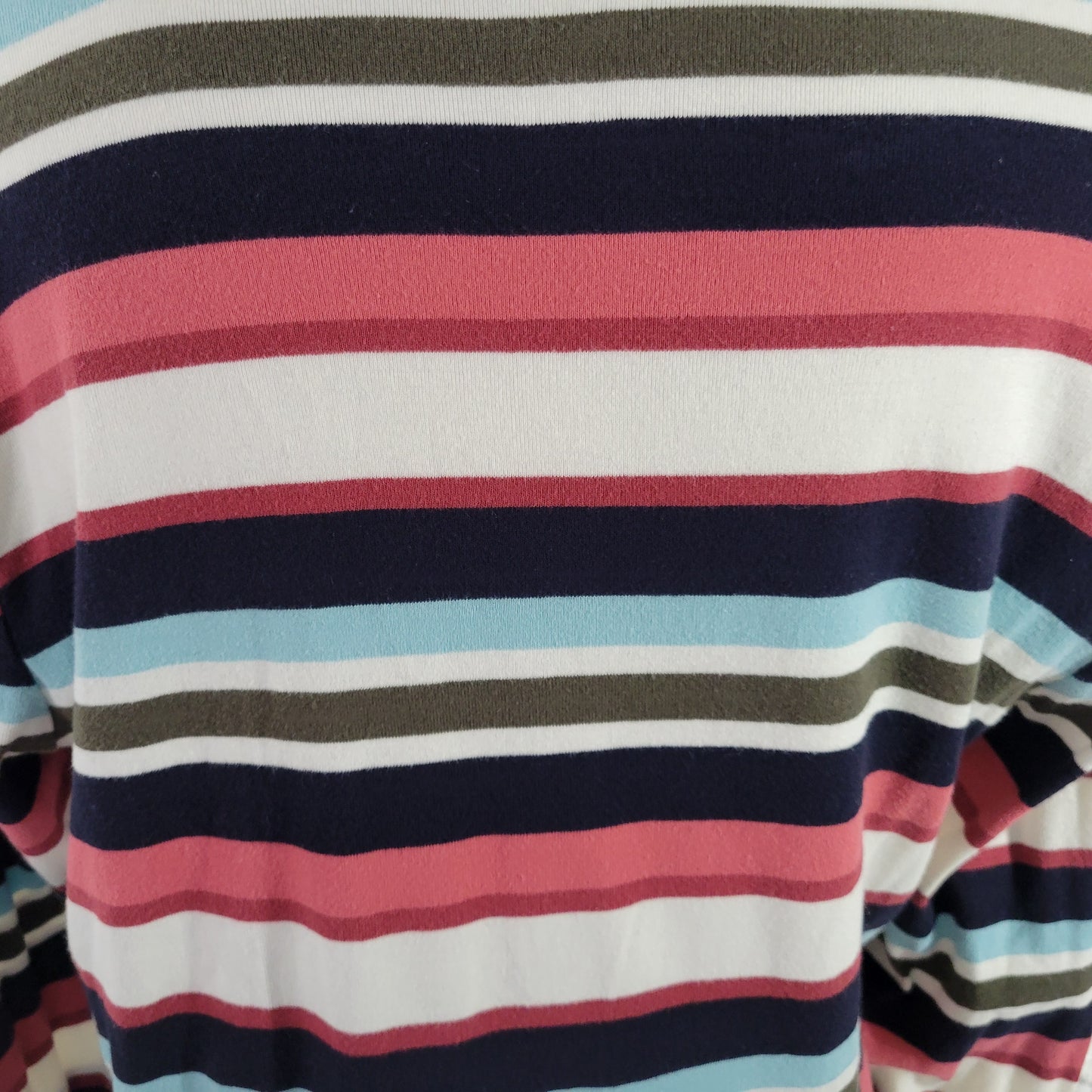 Talbots XL T-Shirt Multicolor Stripe Long Sleeve Crew Neck 100% Cotton STR205E