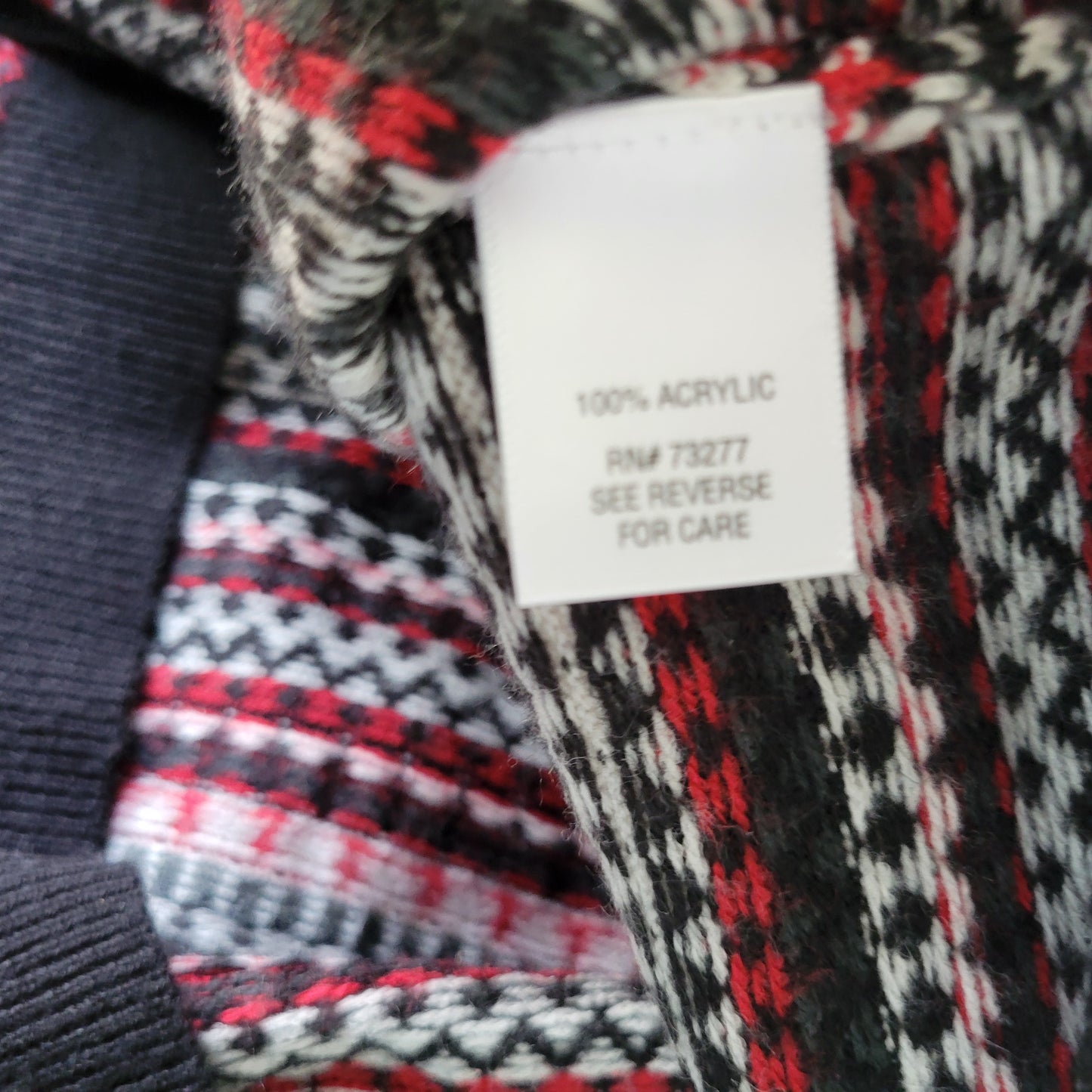 Croft & Barrow 2X Cardigan Sweater Black Red Geometric Knit Long Sleeve GEO115E