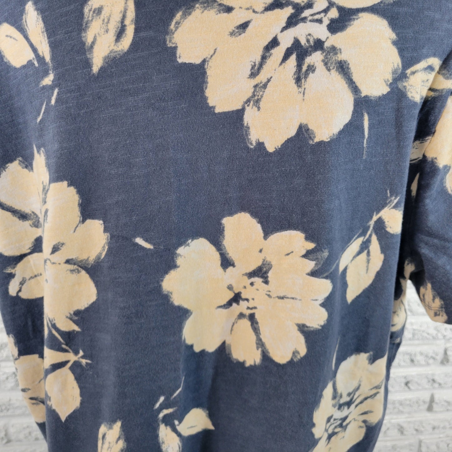 Coral Bay 2X Blue Floral T-Shirt Short Sleeve Round Neck 100% Cotton FLO114E