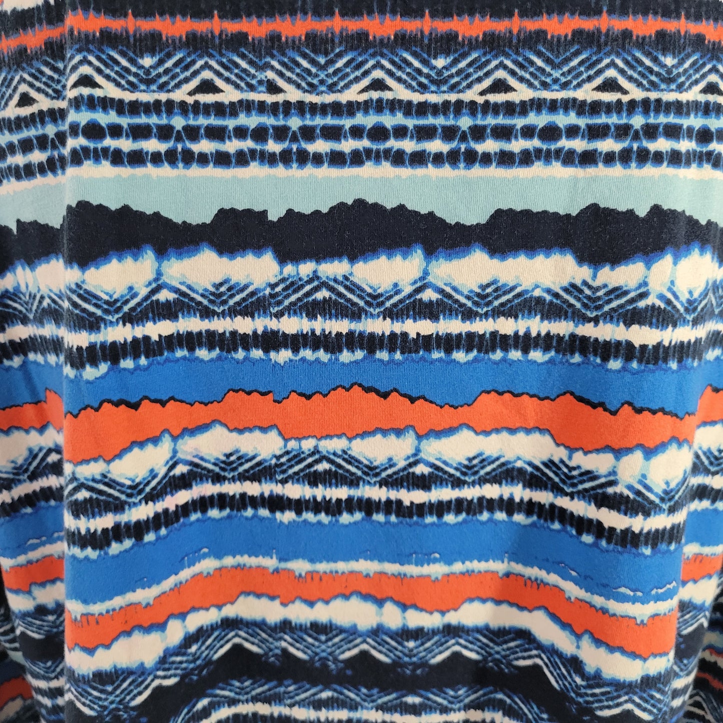 Ruby Rd Women's Tee 1X Blue Red Striped Studded 3/4 Sleeve Plus STR203E