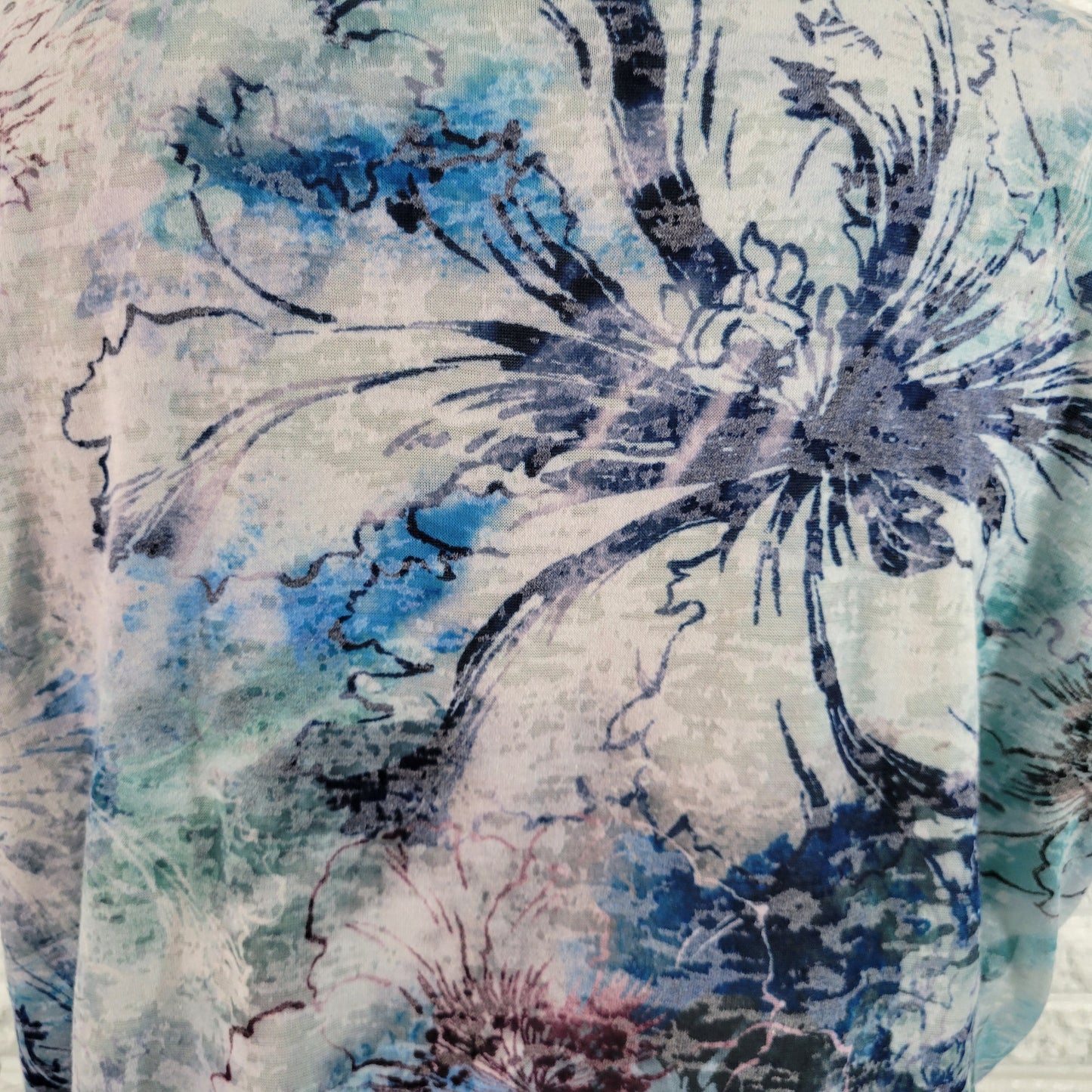 Coldwater Creek Floral Tee PXL Short Sleeve Multi-Color Lined Stretch FLO154E
