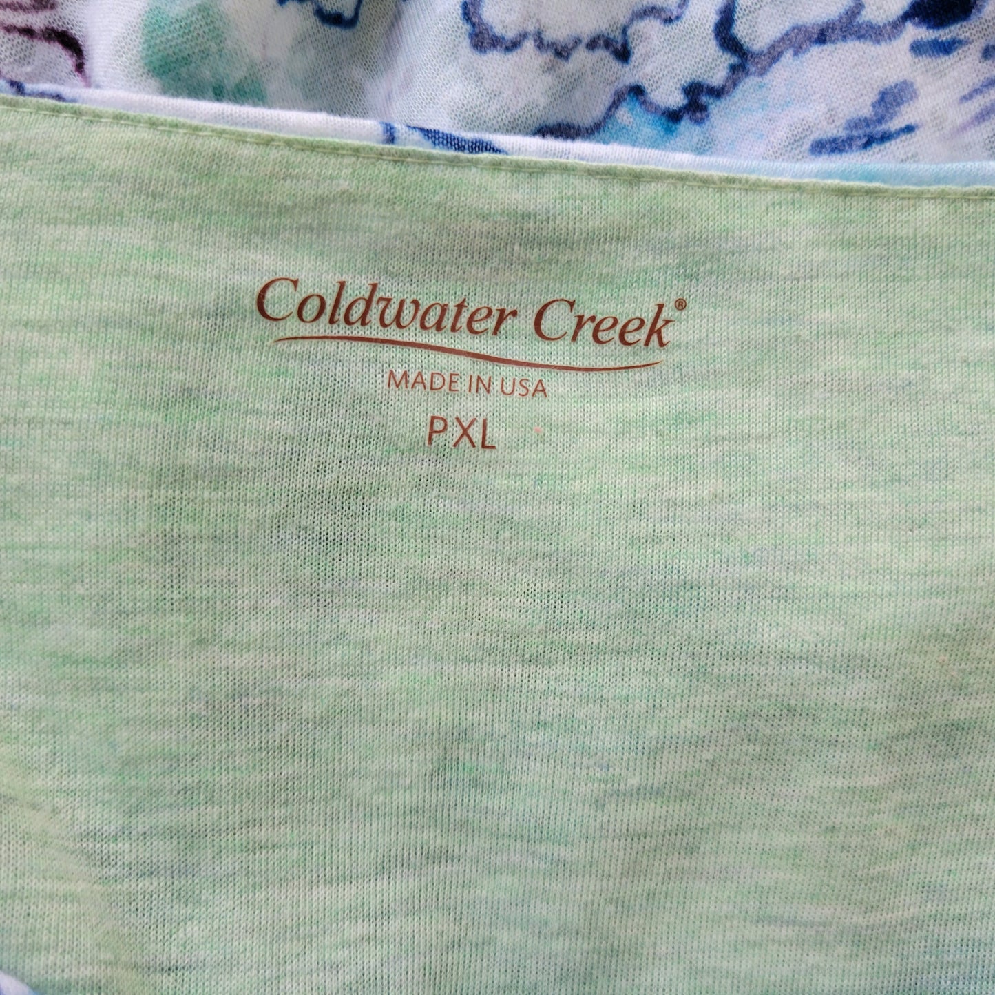 Coldwater Creek Floral Tee PXL Short Sleeve Multi-Color Lined Stretch FLO154E