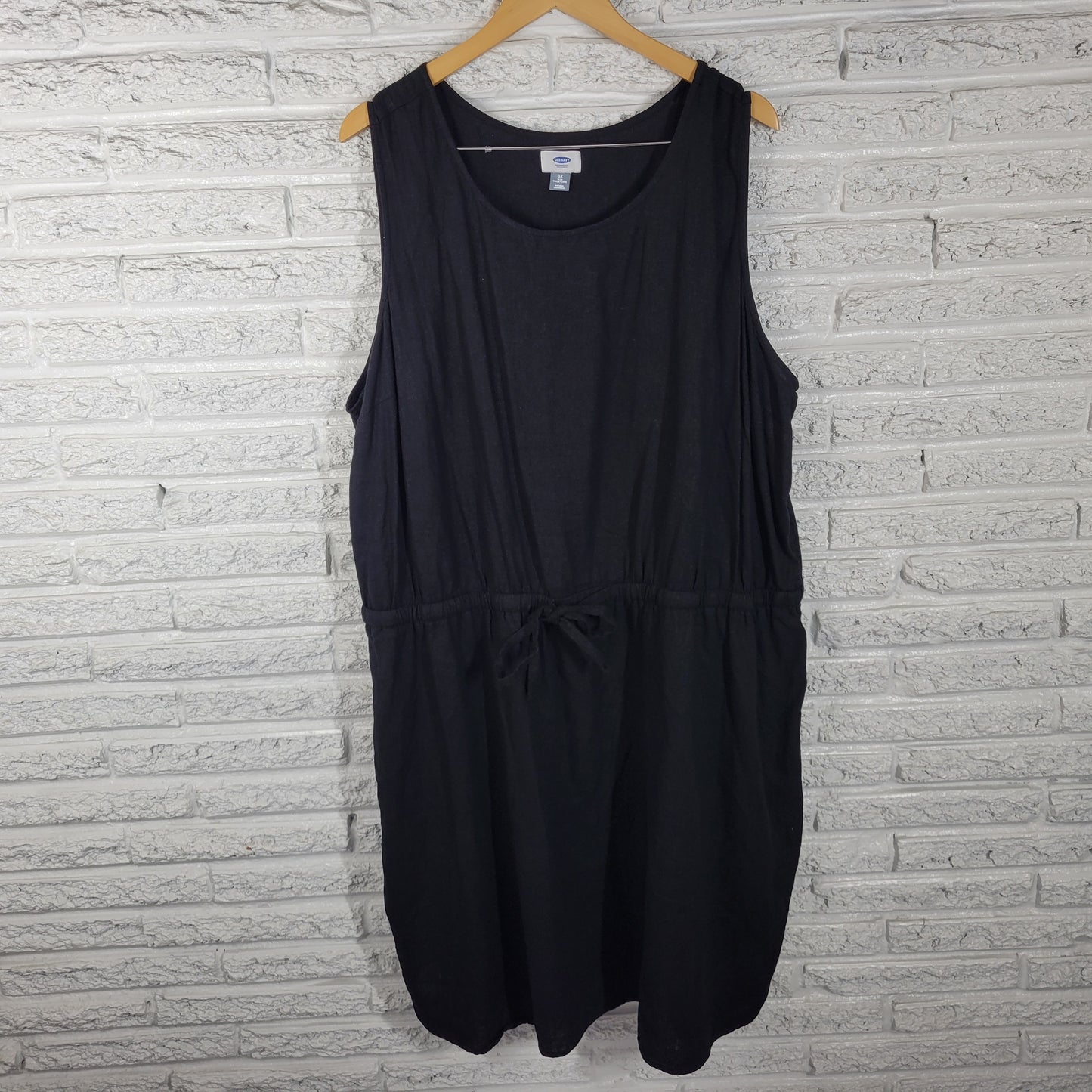 Old Navy 3X Black Fit & Flare Linen Rayon Dress Plus Size Sleeveless BLA125E