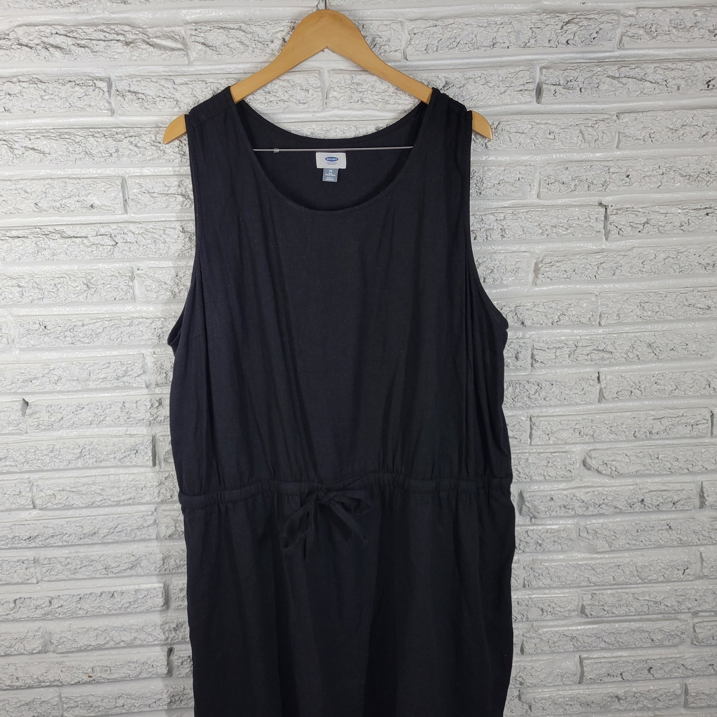 Old Navy 3X Black Fit & Flare Linen Rayon Dress Plus Size Sleeveless BLA125E