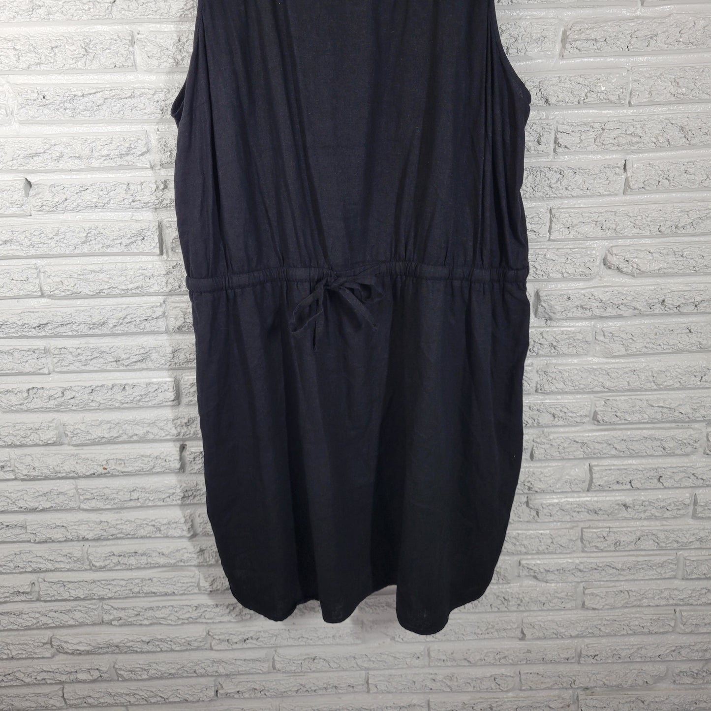 Old Navy 3X Black Fit & Flare Linen Rayon Dress Plus Size Sleeveless BLA125E