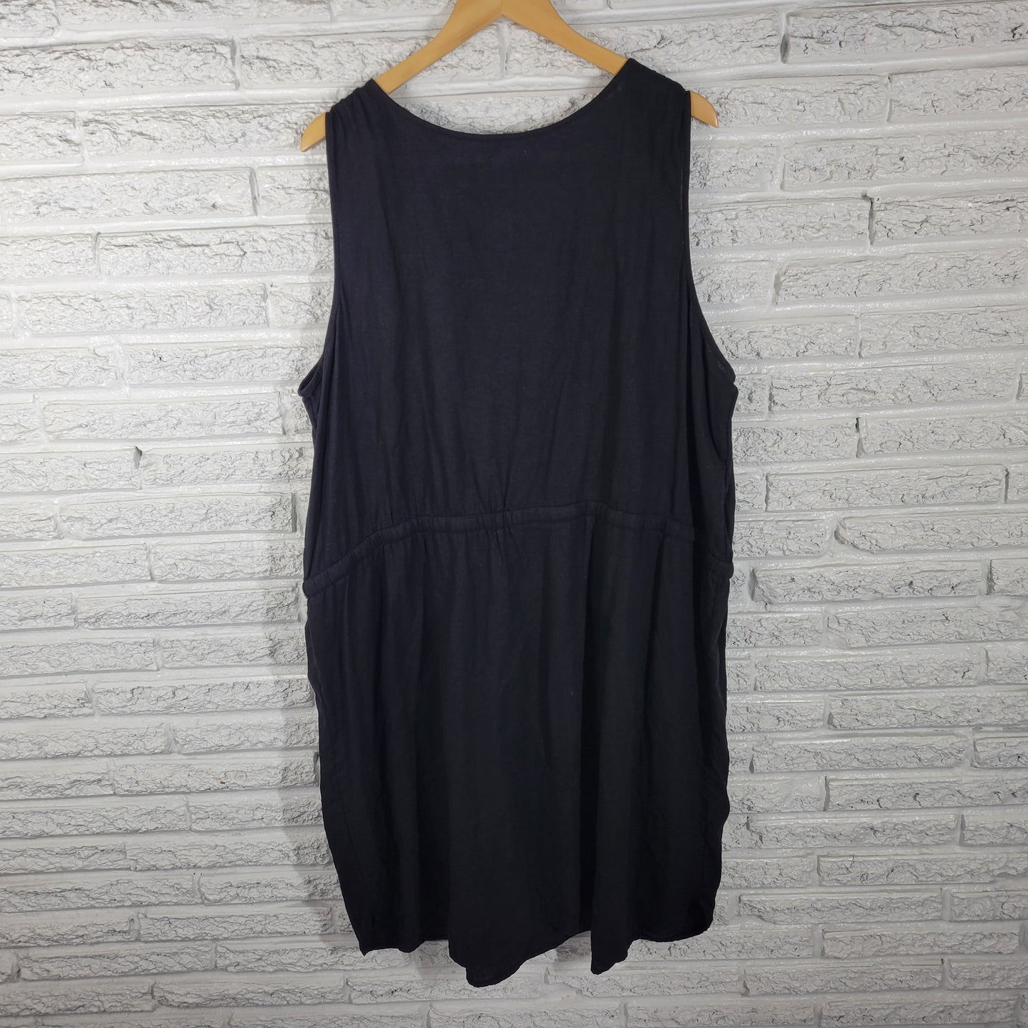 Old Navy 3X Black Fit & Flare Linen Rayon Dress Plus Size Sleeveless BLA125E
