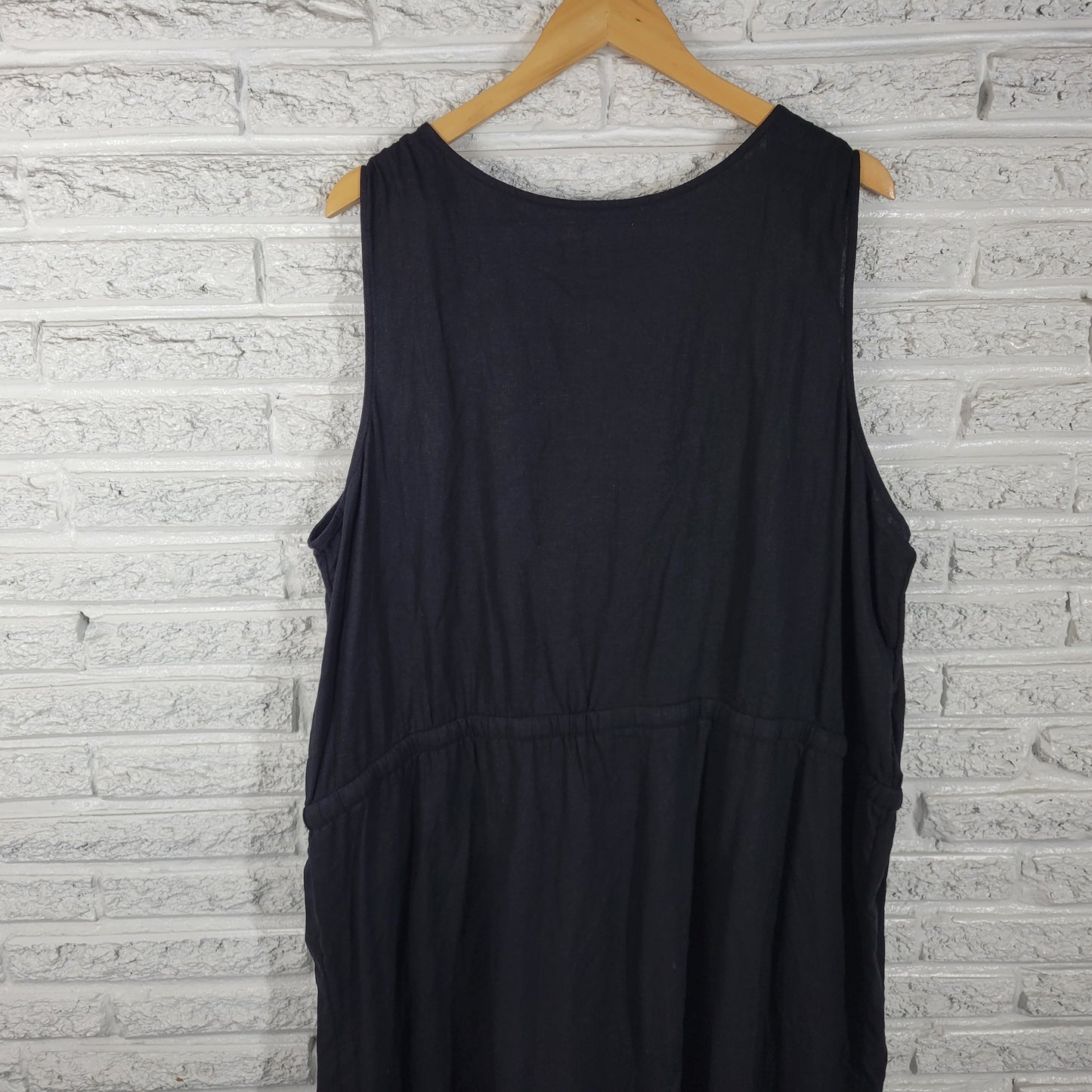 Old Navy 3X Black Fit & Flare Linen Rayon Dress Plus Size Sleeveless BLA125E
