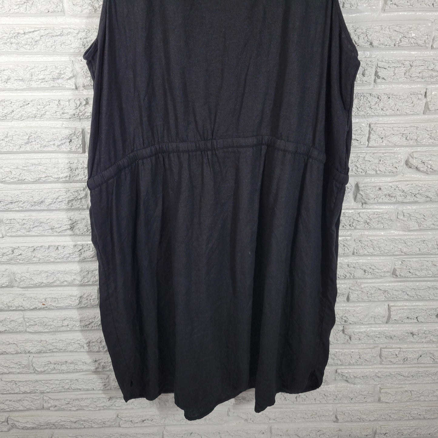 Old Navy 3X Black Fit & Flare Linen Rayon Dress Plus Size Sleeveless BLA125E