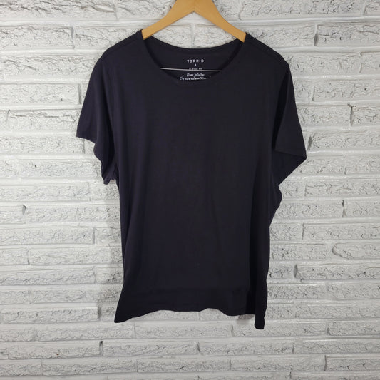 Torrid 4X Black Crew Neck T-Shirt Short Sleeve Plus Size Basic Stretch BLA131E
