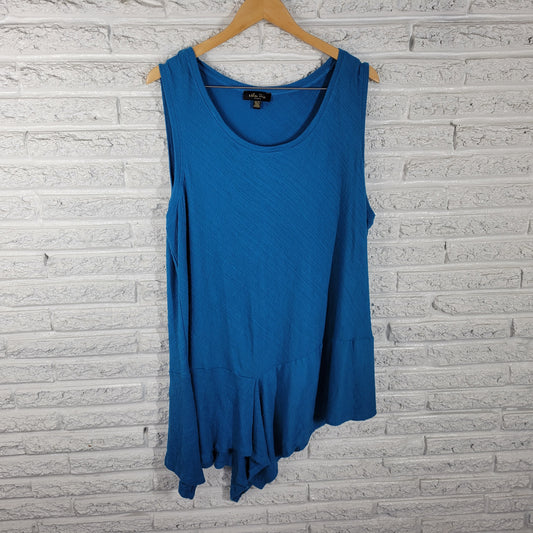 Melissa Paige 3X Blue Tank Top Tunic Handkerchief Hem Plus Size Knit BLU227E