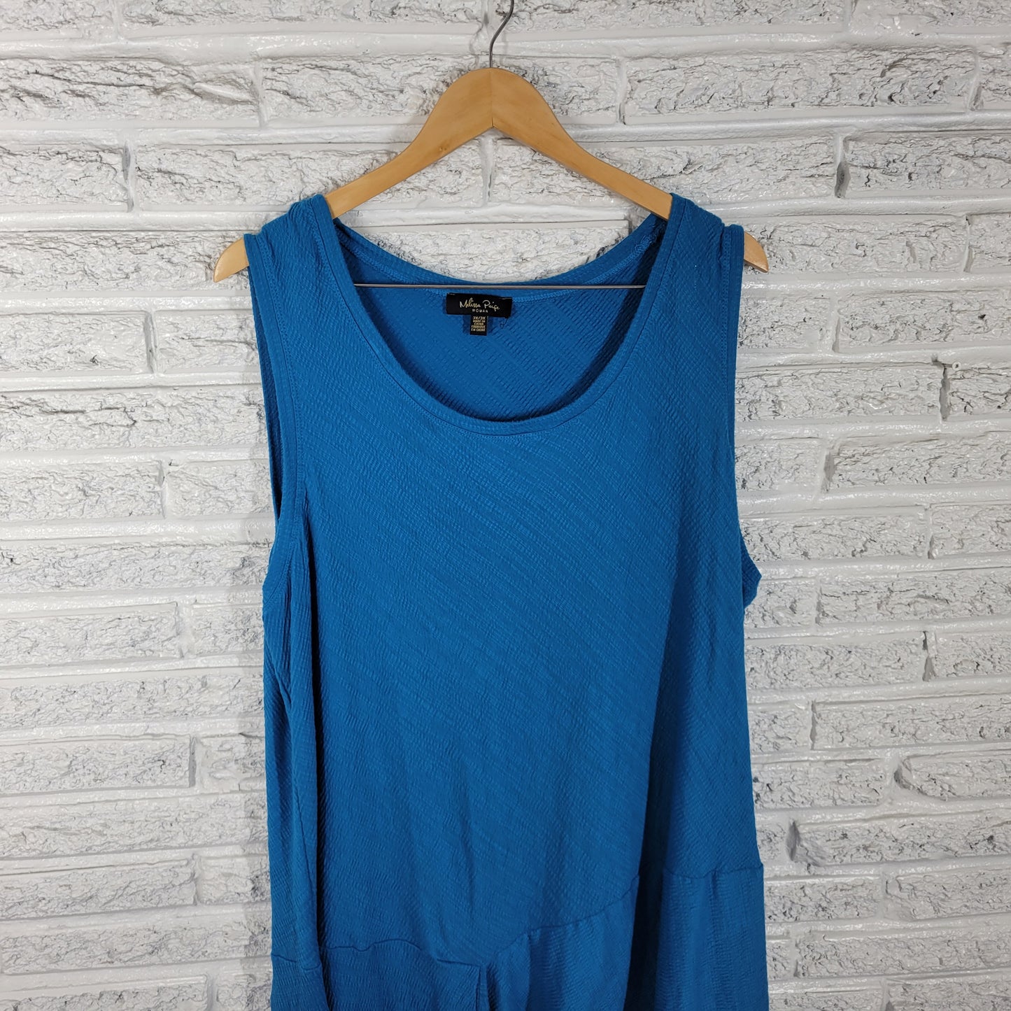 Melissa Paige 3X Blue Tank Top Tunic Handkerchief Hem Plus Size Knit BLU227E