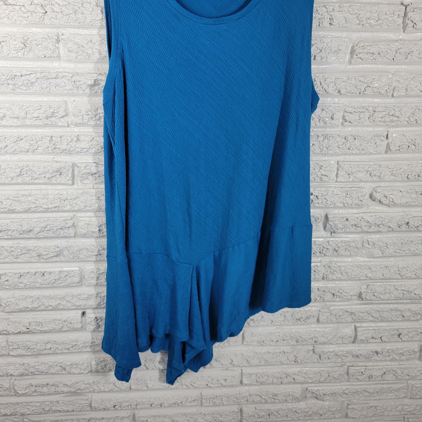 Melissa Paige 3X Blue Tank Top Tunic Handkerchief Hem Plus Size Knit BLU227E